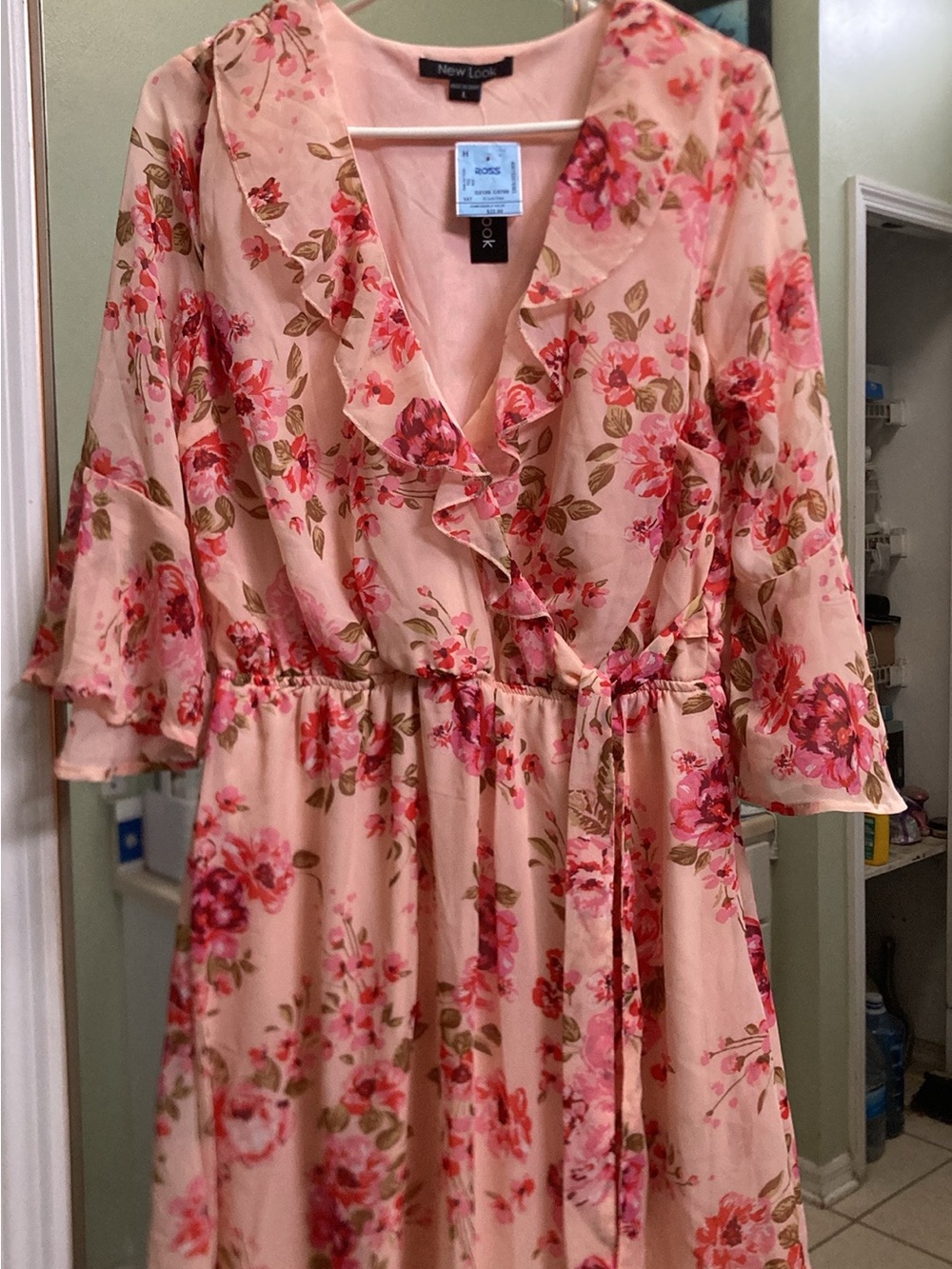 MIDI wrap dress party New Look Blush Pink Floral size L